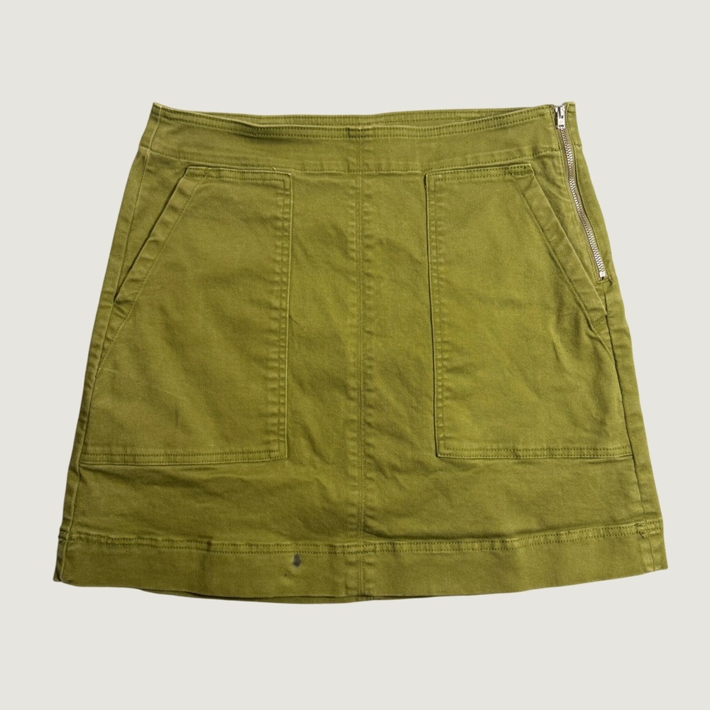 Free Assembly Mini Skirt Womens 10 Green Fair Cotton